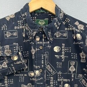 VTG Dockers Golf Print Long Sleeve Button Down Shirt Men's L Golfcore AOP Preppy